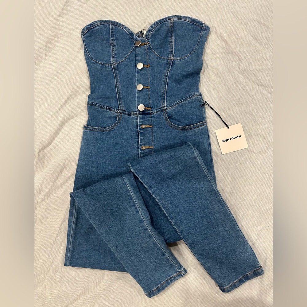 Superdown Linda Denim Jumpsuit